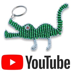 beaded green crocodile keyring youtube video