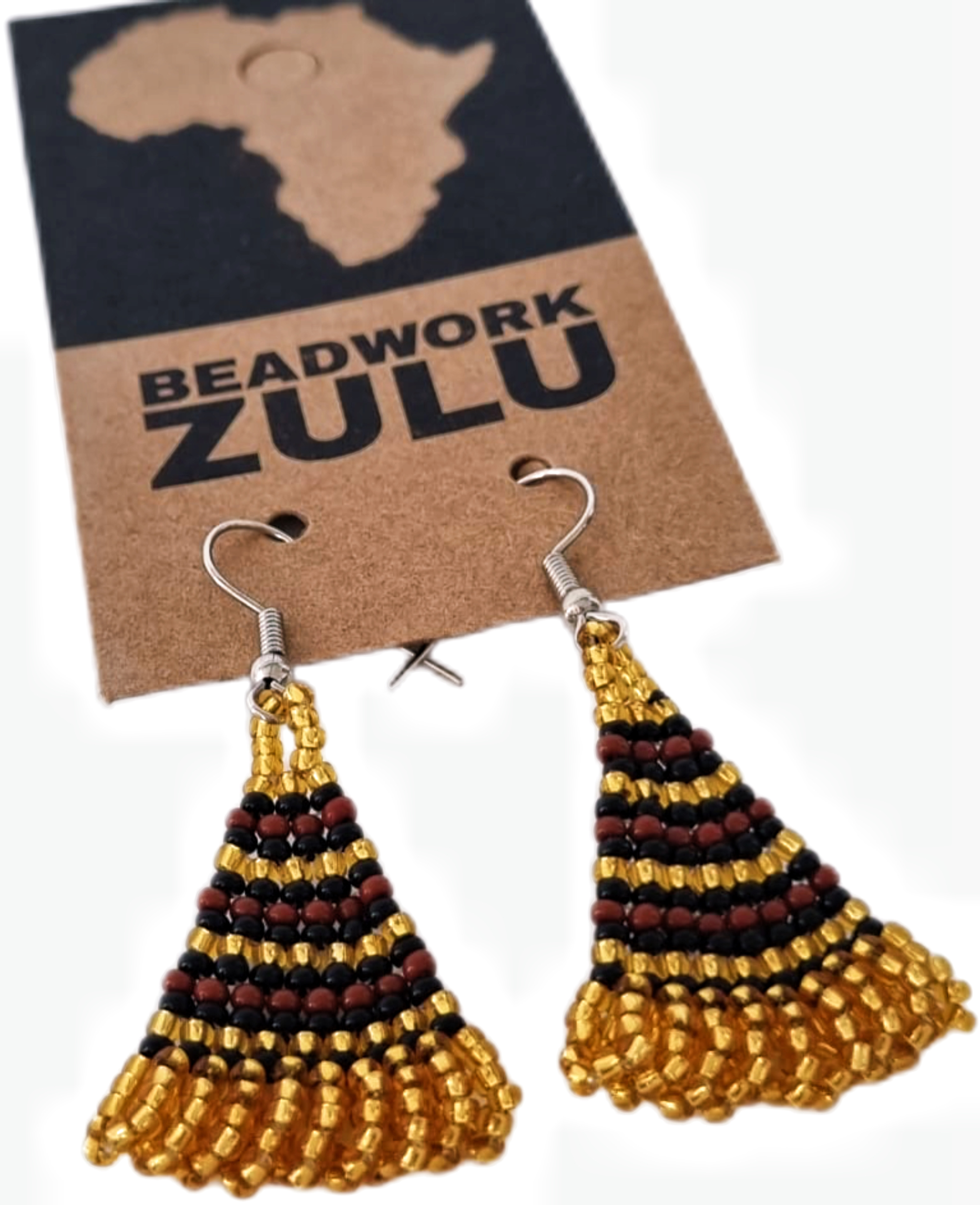 Earrings Zulu Triangle: African Beaded Earrings Zulu Triangle Gold ...