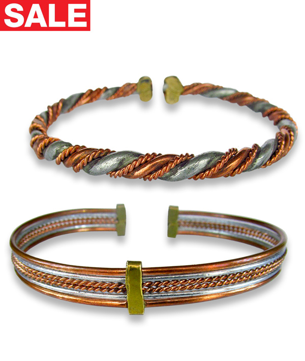 thumbnail interactive-video image 1 of 2Pc 18K Gold Filled Over Brass Women's Spiral Cut Bracelets Bangles Set - 7.5 & 8 Inch 1 of 6