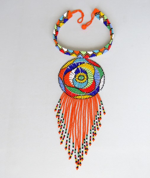 1 african beaded necklace large circle tassel8