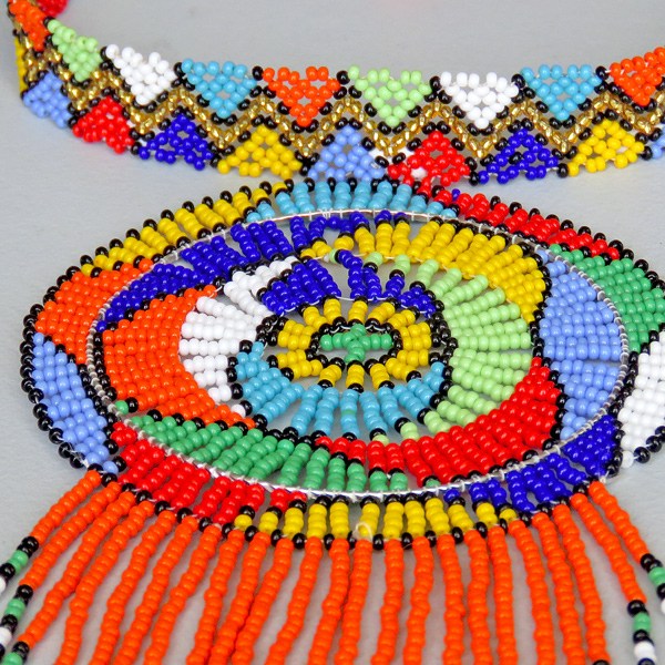 3 african beaded necklace large circle tassel9