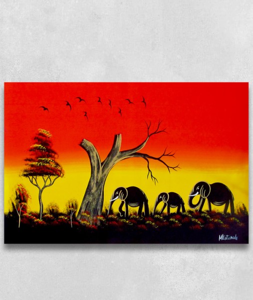 african art elephant sunset7