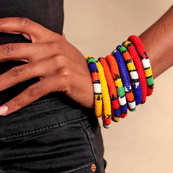 african beaded bangle thin 2