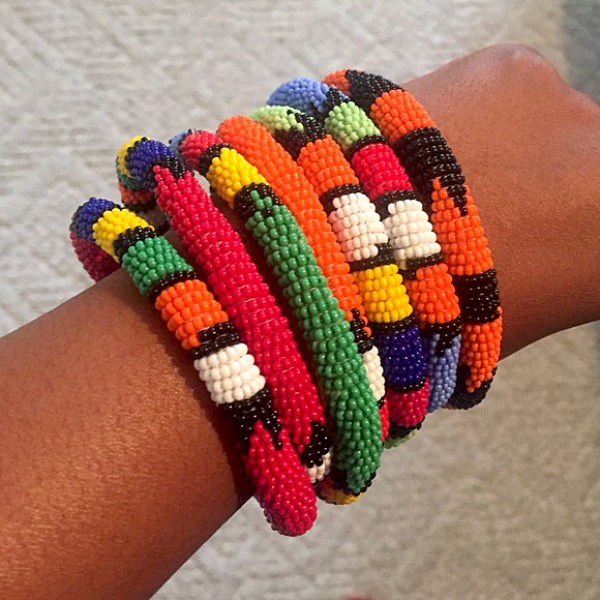 african beaded bangle thin 3