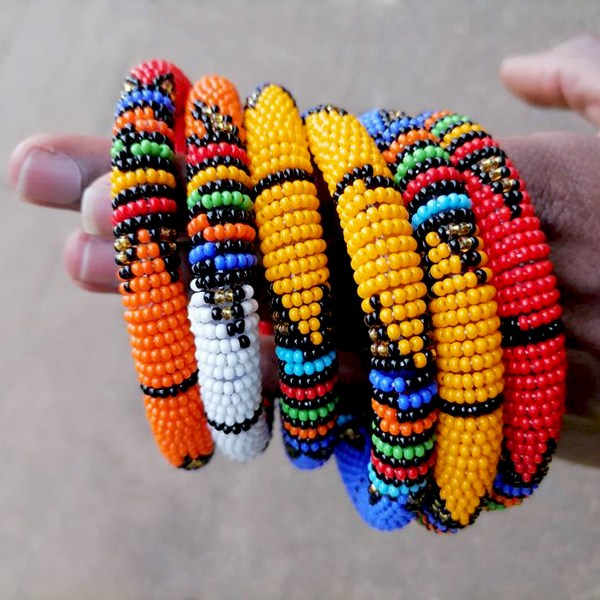 african beaded bangle thin 4
