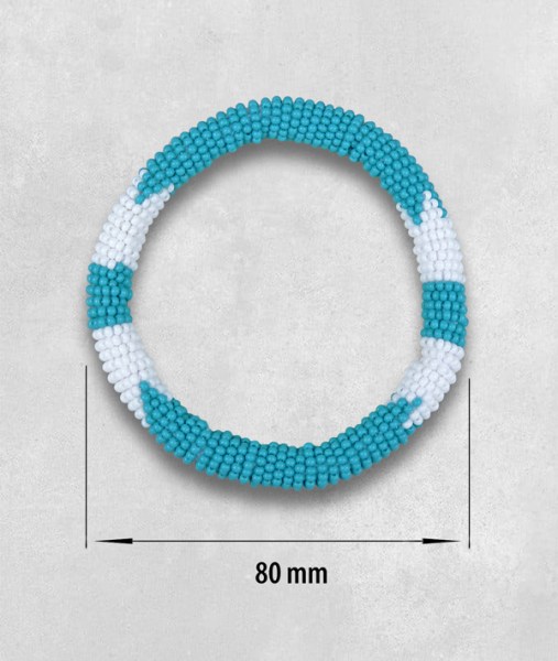african beaded bangle thin rope blue white beads size5
