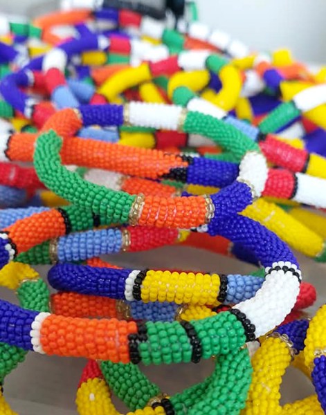 Beaded Bangle Thin Rope Style Mixed Colours