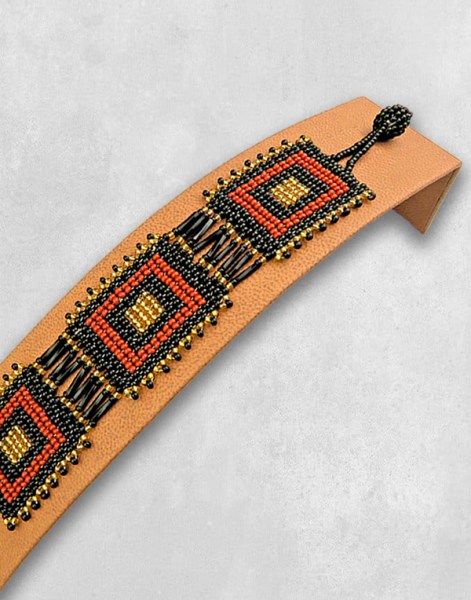 african beaded bracelet square brown gold bleck 16