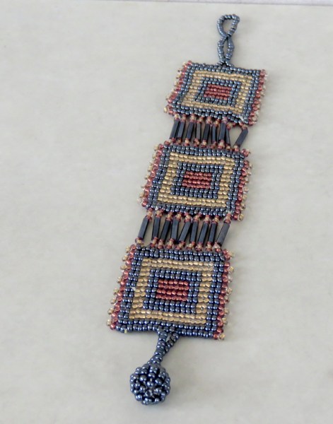 african beaded bracelet square copper metallic greywhite gold9