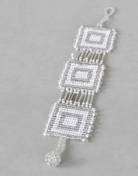 african beaded bracelet square silver white9