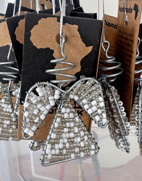 African Beaded Christmas Angel Silver White | SOUTH AFRICA