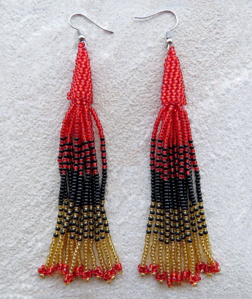 african beaded earring lukimbi red gold black 1