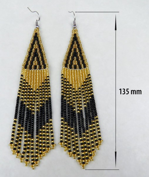 african beaded earring thonga gold black size