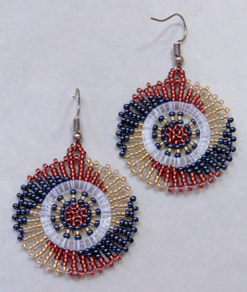 african beaded earrings circle copper metallic white gold 2