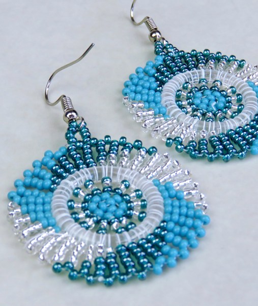 african-beaded-earrings-circle-shiny-turquoise-silver-aqua