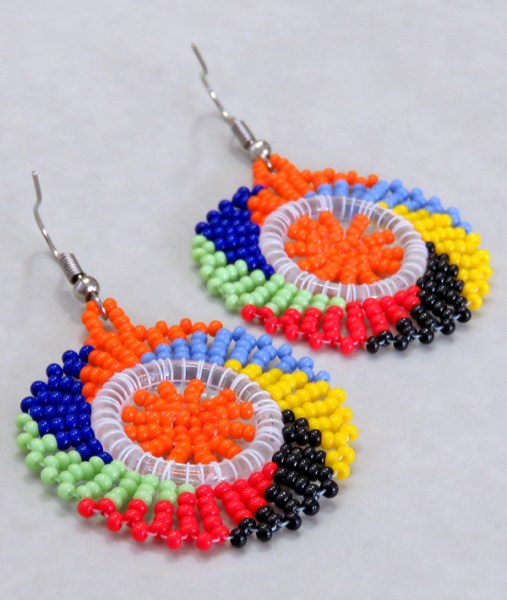 african beaded earrings circle zulu colours 1