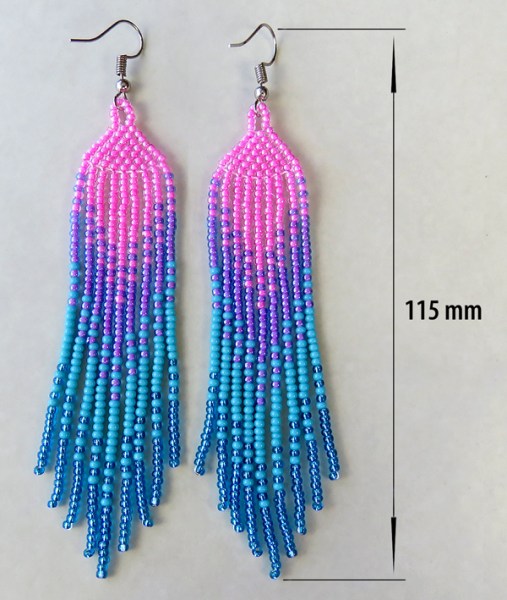 african beaded earrings ilala pink lilac aqua shiny blue size5