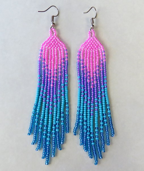 african beaded earrings ilala pink lilac aqua shiny blue