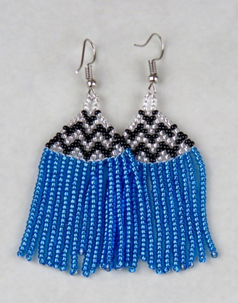 african beaded earrings phinda blue silver black4