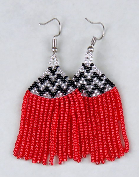african beaded earrings phinda red silver black4