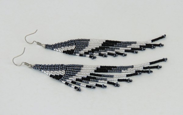 african beaded earrings savuti silver black metallic grey 1