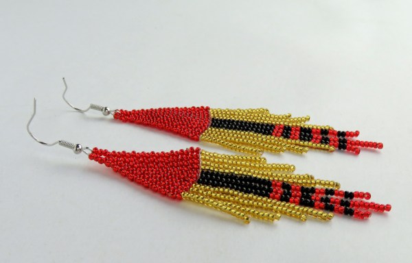 african beaded earrings shiduli gold silver black 1