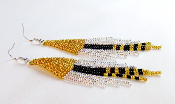 african beaded earrings shiduli gold silver black 29