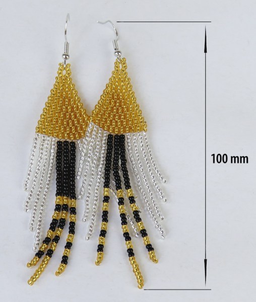 african beaded earrings shiduli gold silver black dimensions2
