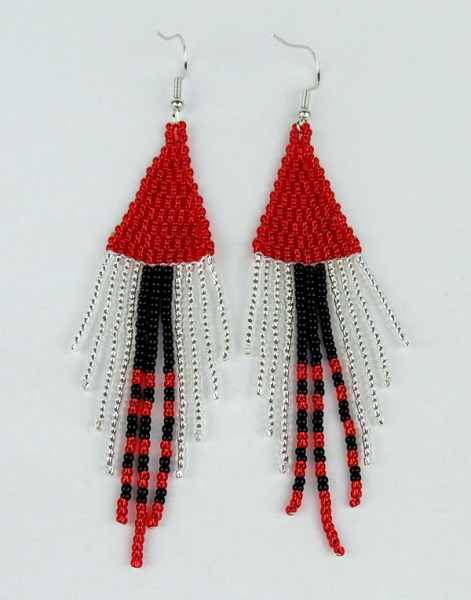 african beaded earrings shiduli red silver black 2