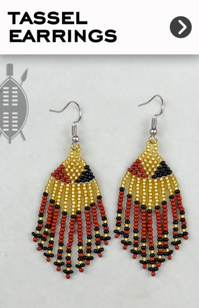 african beaded earrings short tassel brown gold black