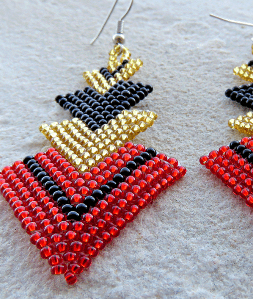african beaded earrings singita red gold black 2