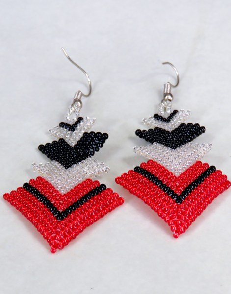 african beaded earrings singita red silver black 3