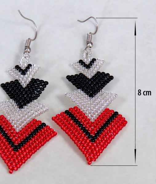 african beaded earrings singita red silver black size54