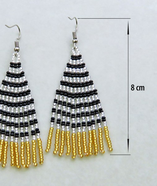 african beaded earrings tembe gold silver black size 1