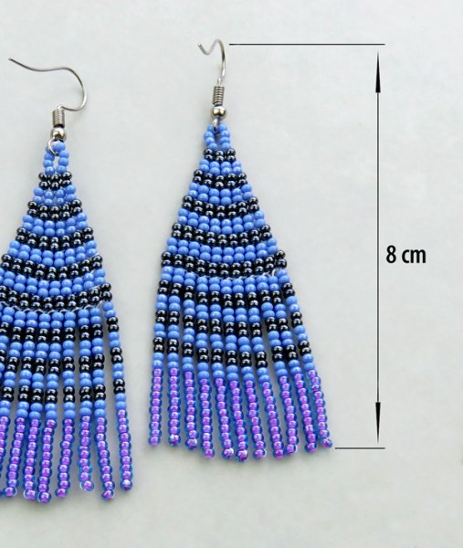 african beaded earrings tembe lilac blue metallic grey size