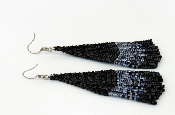 african beaded earrings tembi large black metallic grey 19
