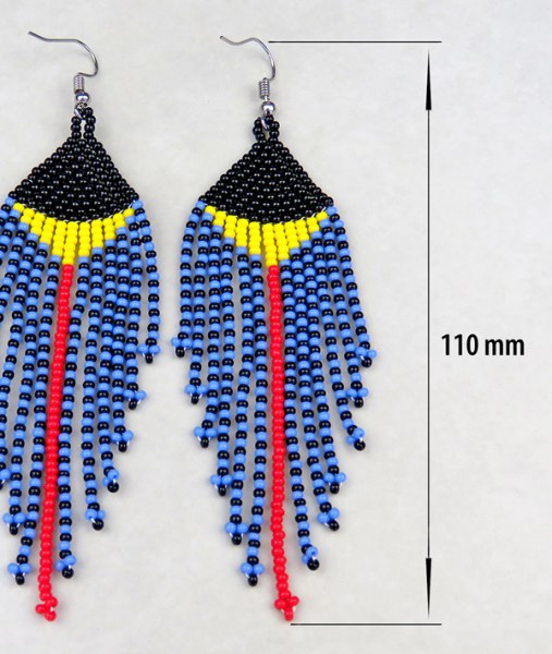 african beaded earrings timbavati black yellow red blue black size6