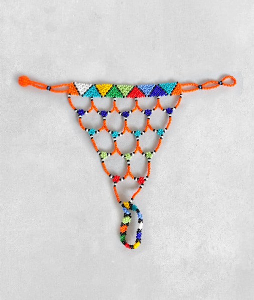 african beaded glove orange 12