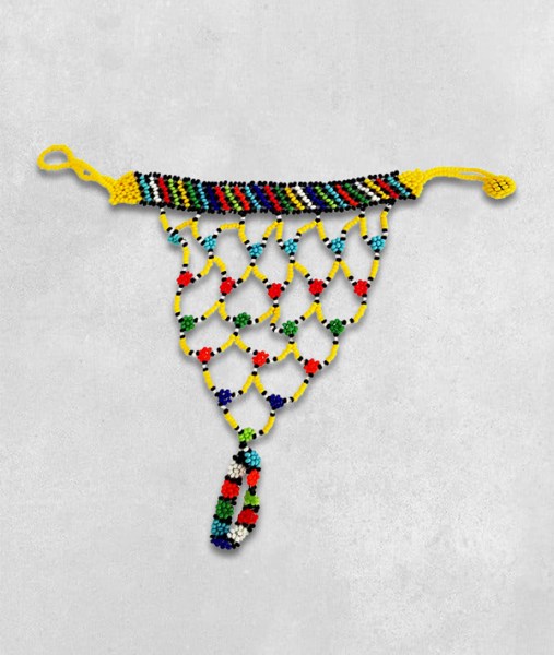 african beaded glove yellow 25