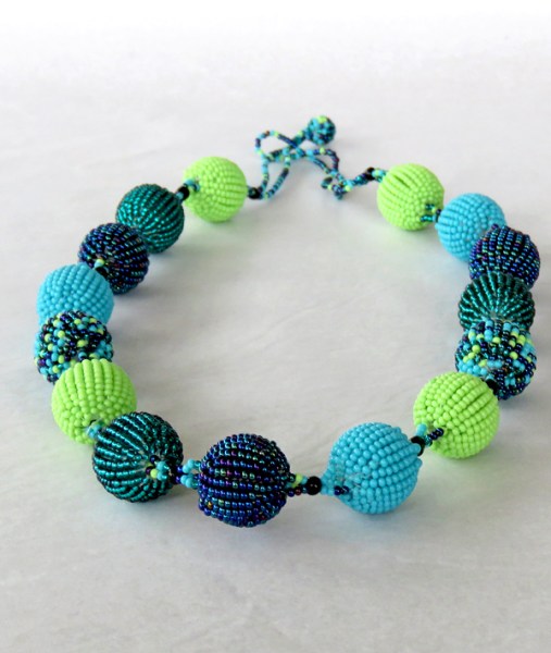 african beaded necklaces bobble lime nebula aqua jade1