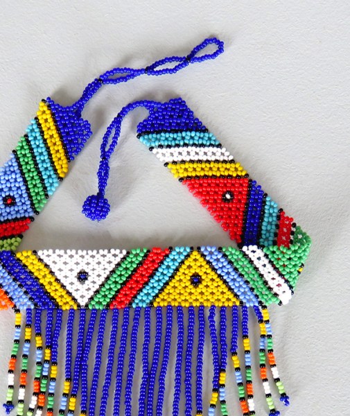 african beaded necklaces choker tassel dark blue 2