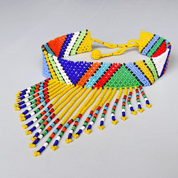 african beaded necklaces choker tassel yellow 6