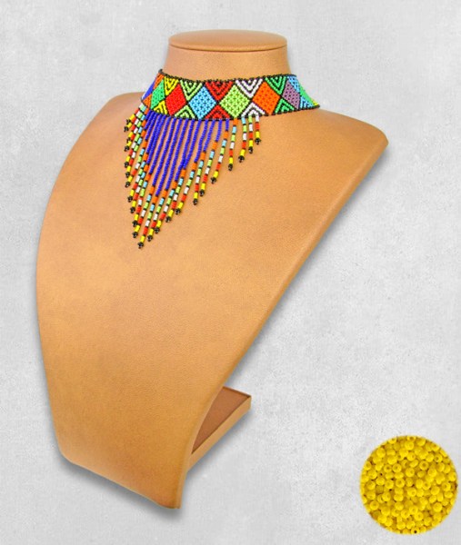 african beaded necklaces choker tassel yellow4
