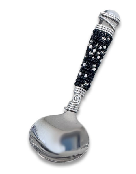Beaded Sugar Spoons Black Silver White | WHOLESALE