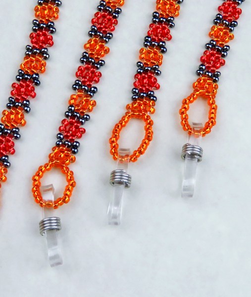 african beaded sunglass lanyards red orange metallic grey packaging 1