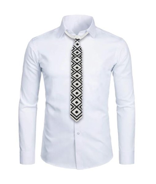 african beaded ties black white