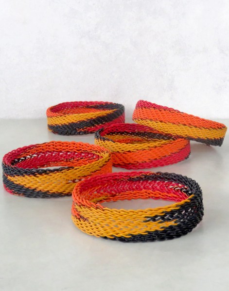 african telephone wire bangles medium sunset