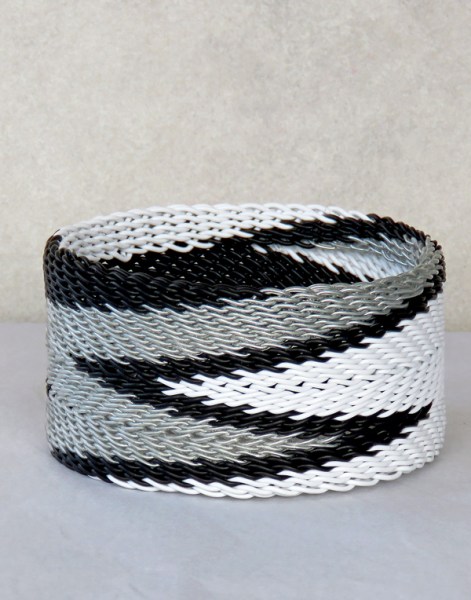 african telephone wire bangles wide black silver white 1