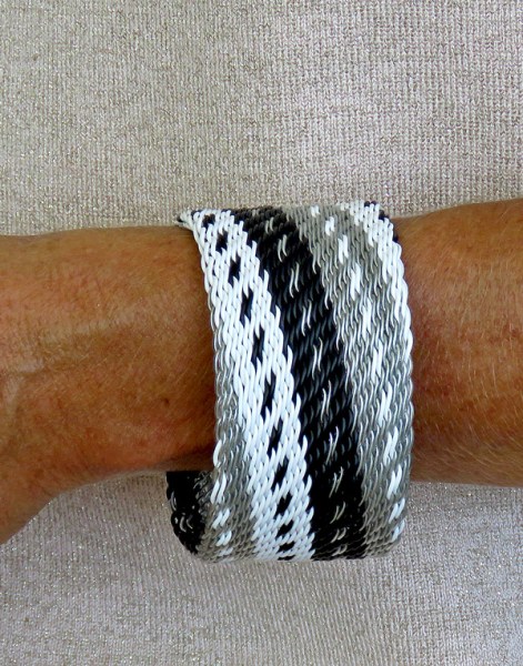 african telephone wire bangles wide black silver white 4
