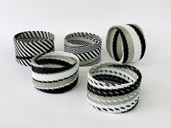 african telephone wire bangles wide silver black white